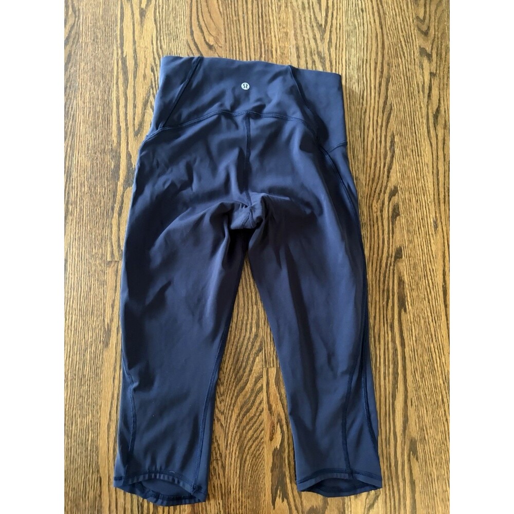 Lululemon Train Times Crop 17" Leggings Navy Blue Size 6 Workout Gym Running